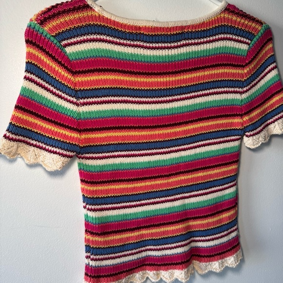 Francesca’s Rainbow Striped Crochet Top - Picture 12 of 15